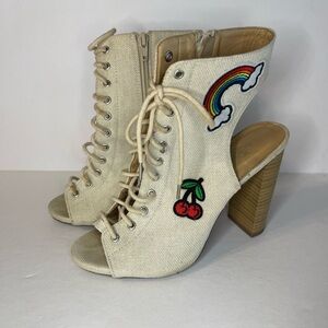 Speed Limit 98 Laced Peep Toe Heel Booties